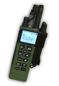 The SideBridge LCD module reads and displays configuration data when connected to a Rifleman Radio
